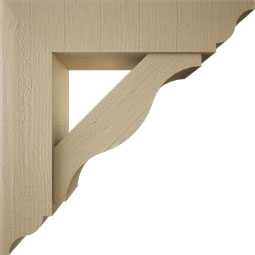 Ekena Millwork - BKTUR0756X32X32FST01RCPR - Timberthane Faux Wood Funston Style Bracket w/ Offset Brace, Traditional Ends, 7 1/2"W x 32"D x 32"H, Primed Tan