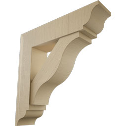 Ekena Millwork - BKTUR0756X32X32FST01RCPR - Timberthane Faux Wood Funston Style Bracket w/ Offset Brace, Traditional Ends, 7 1/2"W x 32"D x 32"H, Primed Tan