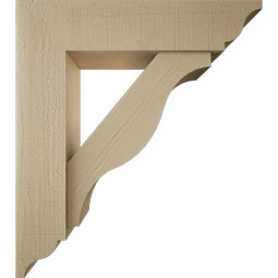 Ekena Millwork - BKTUR0756X32X36FST01RCPR - Timberthane Faux Wood Funston Style Bracket w/ Offset Brace, Traditional Ends, 7 1/2"W x 32"D x 36"H, Primed Tan