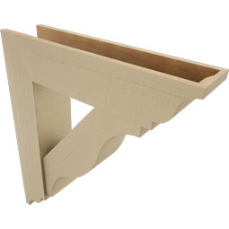 Ekena Millwork - BKTUR0756X32X36FST01RCPR - Timberthane Faux Wood Funston Style Bracket w/ Offset Brace, Traditional Ends, 7 1/2"W x 32"D x 36"H, Primed Tan