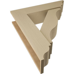 Ekena Millwork - BKTUR0756X32X36FST01RCPR - Timberthane Faux Wood Funston Style Bracket w/ Offset Brace, Traditional Ends, 7 1/2"W x 32"D x 36"H, Primed Tan