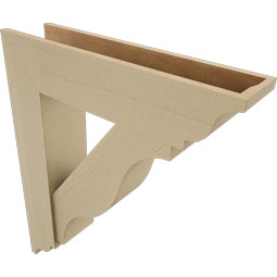 Ekena Millwork - BKTUR0756X32X38FST01RCPR - Timberthane Faux Wood Funston Style Bracket w/ Offset Brace, Traditional Ends, 7 1/2"W x 32"D x 38"H, Primed Tan