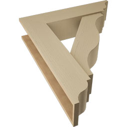 Ekena Millwork - BKTUR0756X32X38FST01RCPR - Timberthane Faux Wood Funston Style Bracket w/ Offset Brace, Traditional Ends, 7 1/2"W x 32"D x 38"H, Primed Tan