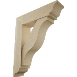 Ekena Millwork - BKTUR0756X32X38FST01RCPR - Timberthane Faux Wood Funston Style Bracket w/ Offset Brace, Traditional Ends, 7 1/2"W x 32"D x 38"H, Primed Tan