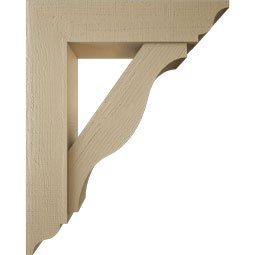 Ekena Millwork - BKTUR0756X32X40FST01RCPR - Timberthane Faux Wood Funston Style Bracket w/ Offset Brace, Traditional Ends, 7 1/2"W x 32"D x 40"H, Primed Tan
