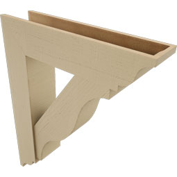 Ekena Millwork - BKTUR0756X32X40FST01RCPR - Timberthane Faux Wood Funston Style Bracket w/ Offset Brace, Traditional Ends, 7 1/2"W x 32"D x 40"H, Primed Tan