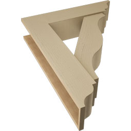 Ekena Millwork - BKTUR0756X32X40FST01RCPR - Timberthane Faux Wood Funston Style Bracket w/ Offset Brace, Traditional Ends, 7 1/2"W x 32"D x 40"H, Primed Tan