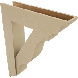 Ekena Millwork - BKTUR0756X32X44FST01RCPR - Timberthane Faux Wood Funston Style Bracket w/ Offset Brace, Traditional Ends, 7 1/2"W x 32"D x 44"H, Primed Tan