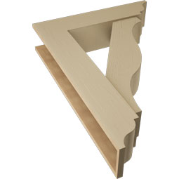 Ekena Millwork - BKTUR0756X32X44FST01RCPR - Timberthane Faux Wood Funston Style Bracket w/ Offset Brace, Traditional Ends, 7 1/2"W x 32"D x 44"H, Primed Tan