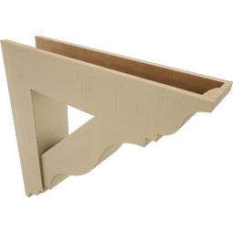 Ekena Millwork - BKTUR0756X34X34FST01RCPR - Timberthane Faux Wood Funston Style Bracket w/ Offset Brace, Traditional Ends, 7 1/2"W x 34"D x 34"H, Primed Tan
