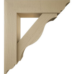Ekena Millwork - BKTUR0756X34X38FST01RCPR - Timberthane Faux Wood Funston Style Bracket w/ Offset Brace, Traditional Ends, 7 1/2"W x 34"D x 38"H, Primed Tan