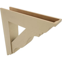 Ekena Millwork - BKTUR0756X34X38FST01RCPR - Timberthane Faux Wood Funston Style Bracket w/ Offset Brace, Traditional Ends, 7 1/2"W x 34"D x 38"H, Primed Tan