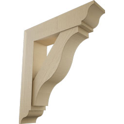 Ekena Millwork - BKTUR0756X34X38FST01RCPR - Timberthane Faux Wood Funston Style Bracket w/ Offset Brace, Traditional Ends, 7 1/2"W x 34"D x 38"H, Primed Tan
