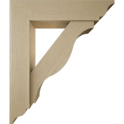 Ekena Millwork - BKTUR0756X34X40FST01RCPR - Timberthane Faux Wood Funston Style Bracket w/ Offset Brace, Traditional Ends, 7 1/2"W x 34"D x 40"H, Primed Tan