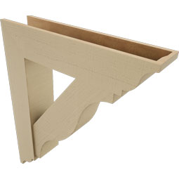 Ekena Millwork - BKTUR0756X34X40FST01RCPR - Timberthane Faux Wood Funston Style Bracket w/ Offset Brace, Traditional Ends, 7 1/2"W x 34"D x 40"H, Primed Tan