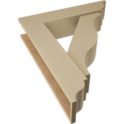 Ekena Millwork - BKTUR0756X34X40FST01RCPR - Timberthane Faux Wood Funston Style Bracket w/ Offset Brace, Traditional Ends, 7 1/2"W x 34"D x 40"H, Primed Tan
