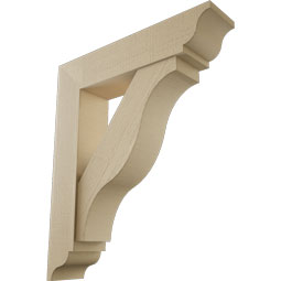 Ekena Millwork - BKTUR0756X34X40FST01RCPR - Timberthane Faux Wood Funston Style Bracket w/ Offset Brace, Traditional Ends, 7 1/2"W x 34"D x 40"H, Primed Tan