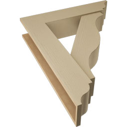 Ekena Millwork - BKTUR0756X34X42FST01RCPR - Timberthane Faux Wood Funston Style Bracket w/ Offset Brace, Traditional Ends, 7 1/2"W x 34"D x 42"H, Primed Tan