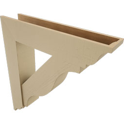 Ekena Millwork - BKTUR0756X36X40FST01RCPR - Timberthane Faux Wood Funston Style Bracket w/ Offset Brace, Traditional Ends, 7 1/2"W x 36"D x 40"H, Primed Tan