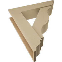 Ekena Millwork - BKTUR0756X36X40FST01RCPR - Timberthane Faux Wood Funston Style Bracket w/ Offset Brace, Traditional Ends, 7 1/2"W x 36"D x 40"H, Primed Tan