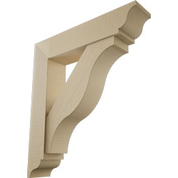 Ekena Millwork - BKTUR0756X36X40FST01RCPR - Timberthane Faux Wood Funston Style Bracket w/ Offset Brace, Traditional Ends, 7 1/2"W x 36"D x 40"H, Primed Tan