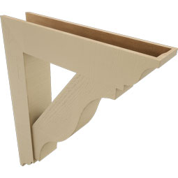 Ekena Millwork - BKTUR0756X36X44FST01RCPR - Timberthane Faux Wood Funston Style Bracket w/ Offset Brace, Traditional Ends, 7 1/2"W x 36"D x 44"H, Primed Tan