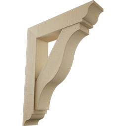 Ekena Millwork - BKTUR0756X36X44FST01RCPR - Timberthane Faux Wood Funston Style Bracket w/ Offset Brace, Traditional Ends, 7 1/2"W x 36"D x 44"H, Primed Tan
