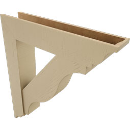 Ekena Millwork - BKTUR0756X38X44FST01RCPR - Timberthane Faux Wood Funston Style Bracket w/ Offset Brace, Traditional Ends, 7 1/2"W x 38"D x 44"H, Primed Tan