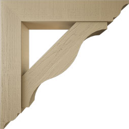 Ekena Millwork - BKTUR0756X40X40FST01RCPR - Timberthane Faux Wood Funston Style Bracket w/ Offset Brace, Traditional Ends, 7 1/2"W x 40"D x 40"H, Primed Tan