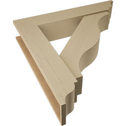 Ekena Millwork - BKTUR0756X40X40FST01RCPR - Timberthane Faux Wood Funston Style Bracket w/ Offset Brace, Traditional Ends, 7 1/2"W x 40"D x 40"H, Primed Tan