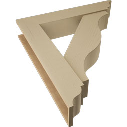 Ekena Millwork - BKTUR0756X40X44FST01RCPR - Timberthane Faux Wood Funston Style Bracket w/ Offset Brace, Traditional Ends, 7 1/2"W x 40"D x 44"H, Primed Tan