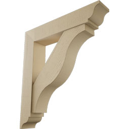 Ekena Millwork - BKTUR0756X40X44FST01RCPR - Timberthane Faux Wood Funston Style Bracket w/ Offset Brace, Traditional Ends, 7 1/2"W x 40"D x 44"H, Primed Tan