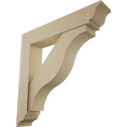 Ekena Millwork - BKTUR0756X42X42FST01RCPR - Timberthane Faux Wood Funston Style Bracket w/ Offset Brace, Traditional Ends, 7 1/2"W x 42"D x 42"H, Primed Tan