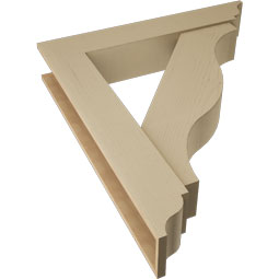 Ekena Millwork - BKTUR0756X42X48FST01RCPR - Timberthane Faux Wood Funston Style Bracket w/ Offset Brace, Traditional Ends, 7 1/2"W x 42"D x 48"H, Primed Tan