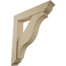 Ekena Millwork - BKTUR0756X42X48FST01RCPR - Timberthane Faux Wood Funston Style Bracket w/ Offset Brace, Traditional Ends, 7 1/2"W x 42"D x 48"H, Primed Tan