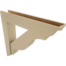 Ekena Millwork - BKTUR0756X44X44FST01RCPR - Timberthane Faux Wood Funston Style Bracket w/ Offset Brace, Traditional Ends, 7 1/2"W x 44"D x 44"H, Primed Tan