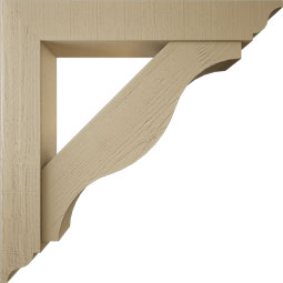 Ekena Millwork - BKTUR0756X46X46FST01RCPR - Timberthane Faux Wood Funston Style Bracket w/ Offset Brace, Traditional Ends, 7 1/2"W x 46"D x 46"H, Primed Tan