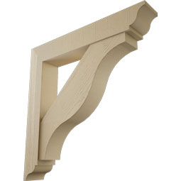 Ekena Millwork - BKTUR0756X46X46FST01RCPR - Timberthane Faux Wood Funston Style Bracket w/ Offset Brace, Traditional Ends, 7 1/2"W x 46"D x 46"H, Primed Tan