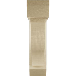 Ekena Millwork - BKTUR0352X14X14FST06RCPR - Timberthane Faux Wood Funston Style Bracket w/ Offset Brace, Slat Ends, 3 1/2"W x 14"D x 14"H, Primed Tan