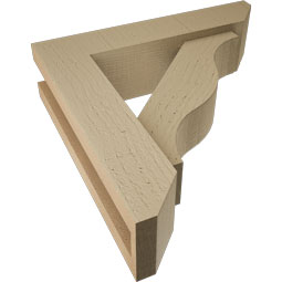 Ekena Millwork - BKTUR0352X14X14FST06RCPR - Timberthane Faux Wood Funston Style Bracket w/ Offset Brace, Slat Ends, 3 1/2"W x 14"D x 14"H, Primed Tan