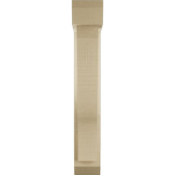 Ekena Millwork - BKTUR0352X14X22FST06RCPR - Timberthane Faux Wood Funston Style Bracket w/ Offset Brace, Slat Ends, 3 1/2"W x 14"D x 22"H, Primed Tan