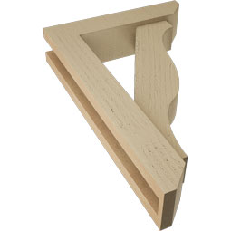 Ekena Millwork - BKTUR0352X14X22FST06RCPR - Timberthane Faux Wood Funston Style Bracket w/ Offset Brace, Slat Ends, 3 1/2"W x 14"D x 22"H, Primed Tan