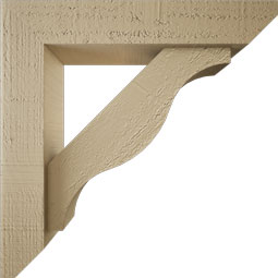 Ekena Millwork - BKTUR0352X16X16FST06RCPR - Timberthane Faux Wood Funston Style Bracket w/ Offset Brace, Slat Ends, 3 1/2"W x 16"D x 16"H, Primed Tan