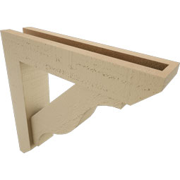 Ekena Millwork - BKTUR0352X16X16FST06RCPR - Timberthane Faux Wood Funston Style Bracket w/ Offset Brace, Slat Ends, 3 1/2"W x 16"D x 16"H, Primed Tan