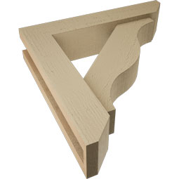 Ekena Millwork - BKTUR0352X16X16FST06RCPR - Timberthane Faux Wood Funston Style Bracket w/ Offset Brace, Slat Ends, 3 1/2"W x 16"D x 16"H, Primed Tan