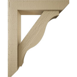 Ekena Millwork - BKTUR0352X16X20FST06RCPR - Timberthane Faux Wood Funston Style Bracket w/ Offset Brace, Slat Ends, 3 1/2"W x 16"D x 20"H, Primed Tan