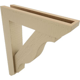 Ekena Millwork - BKTUR0352X16X20FST06RCPR - Timberthane Faux Wood Funston Style Bracket w/ Offset Brace, Slat Ends, 3 1/2"W x 16"D x 20"H, Primed Tan