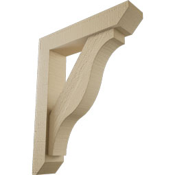 Ekena Millwork - BKTUR0352X16X20FST06RCPR - Timberthane Faux Wood Funston Style Bracket w/ Offset Brace, Slat Ends, 3 1/2"W x 16"D x 20"H, Primed Tan