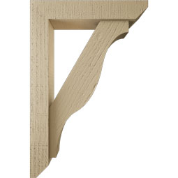 Ekena Millwork - BKTUR0352X16X24FST06RCPR - Timberthane Faux Wood Funston Style Bracket w/ Offset Brace, Slat Ends, 3 1/2"W x 16"D x 24"H, Primed Tan