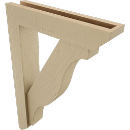 Ekena Millwork - BKTUR0352X16X24FST06RCPR - Timberthane Faux Wood Funston Style Bracket w/ Offset Brace, Slat Ends, 3 1/2"W x 16"D x 24"H, Primed Tan